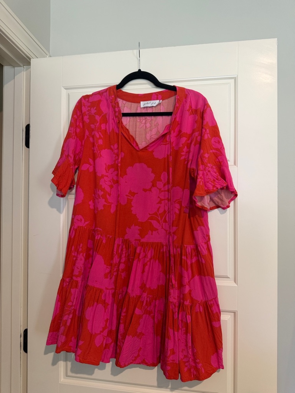 Petal & Pup Red and Pink Floral Tiered Dress